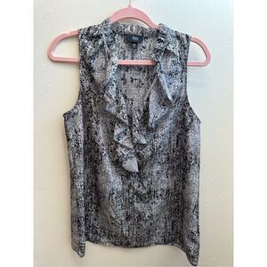 Mossimo Black and White Snakeskin Print Sleeveless Ruffle Top Size Medium